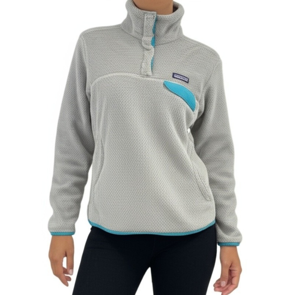 Patagonia Re-Tool Snap T Fleece Pullover Women S Grey Turquoise Polartec Size S